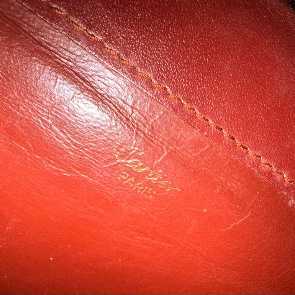 Authentic Cartier Burgundy Leather Clutch with Gold Accents - Picture 12 of 17